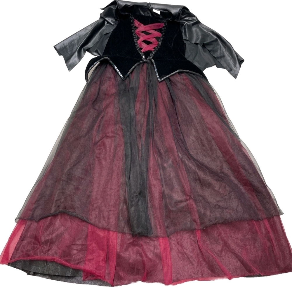 Kids Witch Vampire Wicked Queen Dracula Goth Costume With Cape - Black & Violet